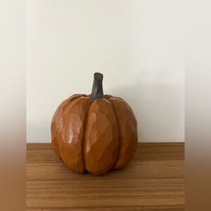 Carved Wooden Pumpkin Decor